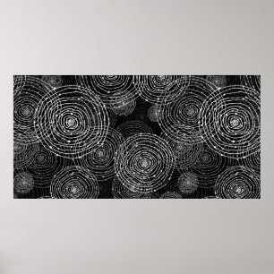 Poster formas redondas sem costura, de preto e branco