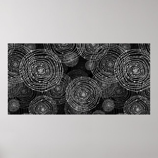 Poster formas redondas sem costura, de preto e branco (Frente)