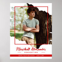 Formatura de Foto Rasgada Abstrata Vermelha com Es