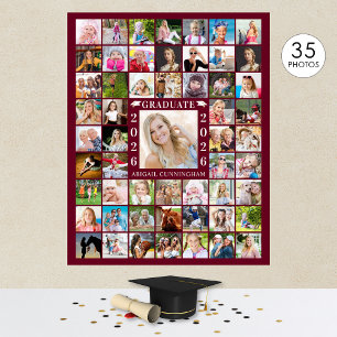 Poster Formatura Marrom Burgundy 55 Colagem de Fotos