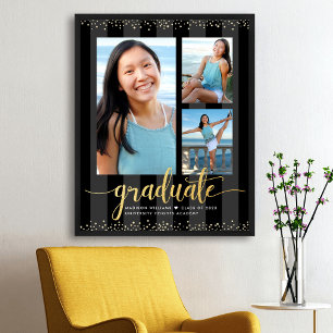 Poster Formatura Ouro Preto 3 Foto Glitter Script Chic