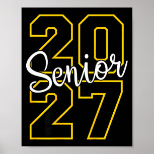 Poster Formatura Senior 2027 varsity preto e amarelo em