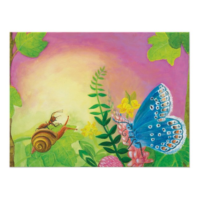 Pôster Formiga, caracol e borboleta azul de Chapman (Frente)