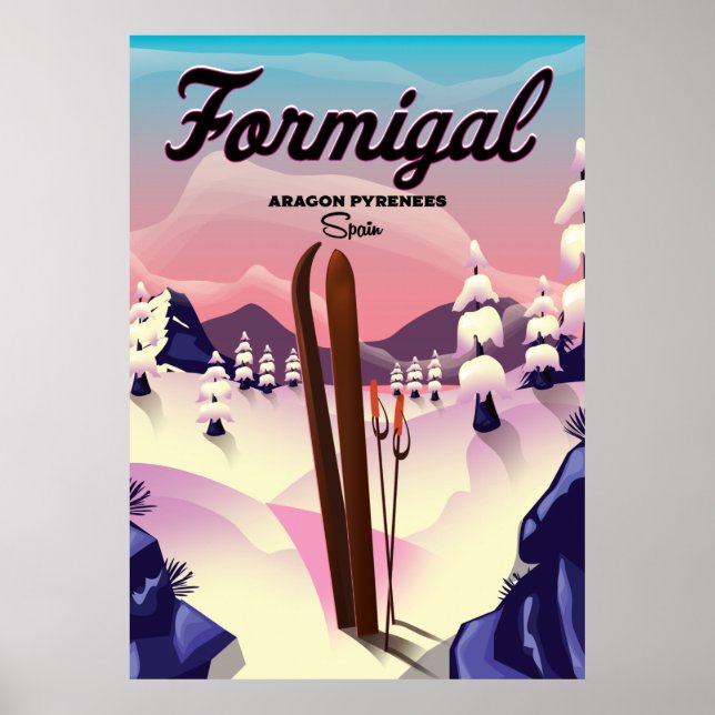 Poster Formigal Aragon Espanha de esqui. (Frente)