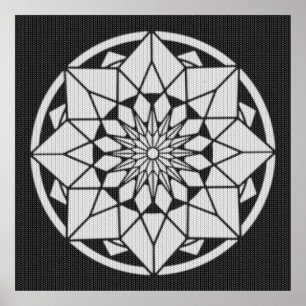 Pôster Formigueiro de Star Mandala preto e branco
