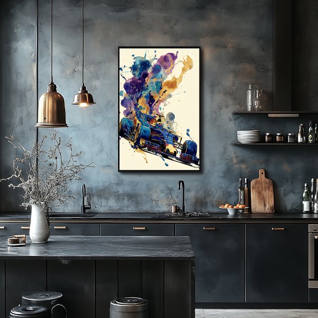 Poster Fórmula de Tinta Fluida Carro – Abstrato Azul e Do (Criador carregado)