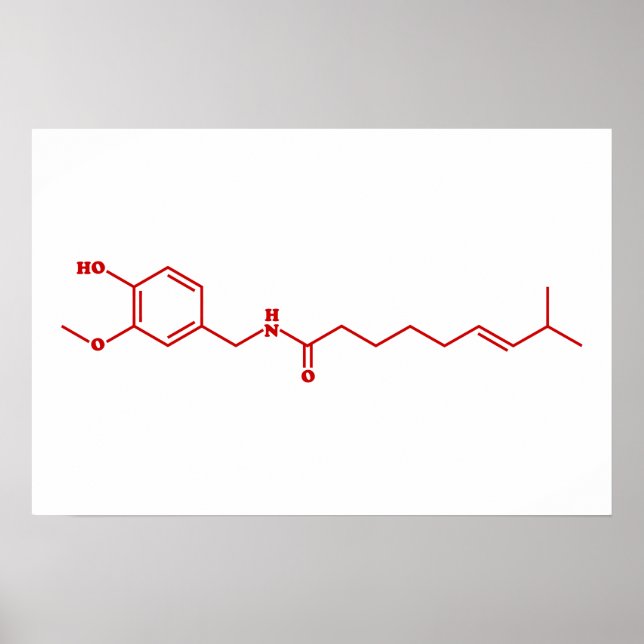 Poster Fórmula Química Molecular Capsaicina de Pimenta (Frente)