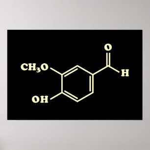Poster Fórmula Química Molecular de Vanilina de Baunilha