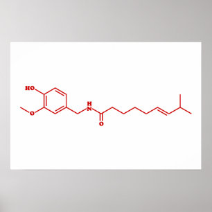 Poster Fórmula química molecular do Capsaicin do piment