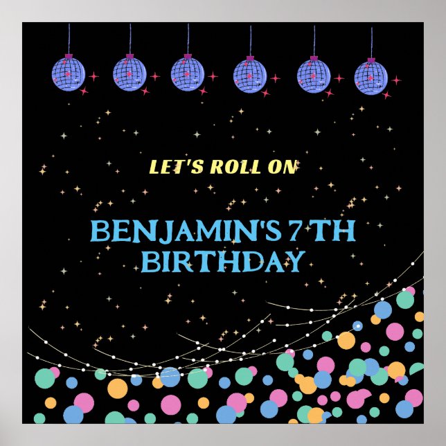 Poster Fornecimento de festa de aniversário do Glow & rol (Frente)