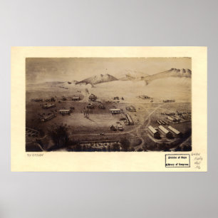 Poster Fort Collins Colorado 1865 mapas panorâmicos