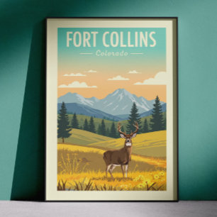 Poster Fort Collins Colorado Antigo