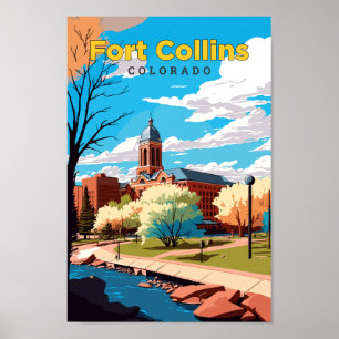 Poster Fort Collins Colorado Viagem Art Vintage