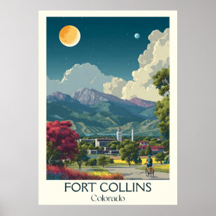 Poster Fort Collins Colorado Vintage City Park Viagem Art