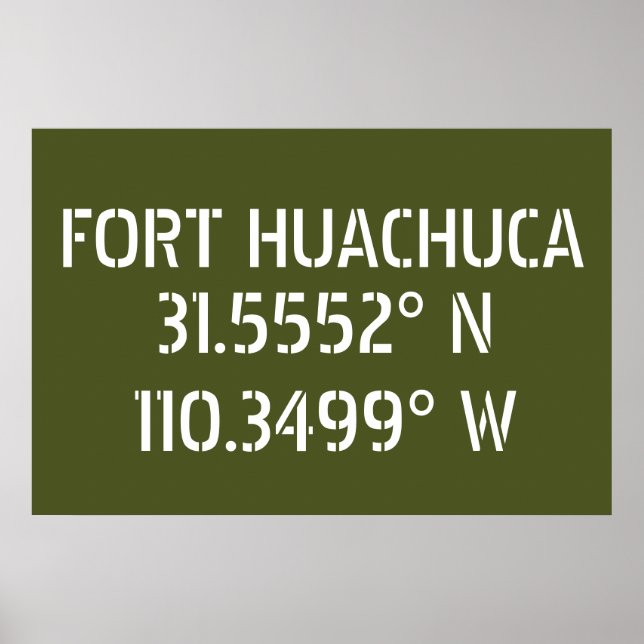 Poster Fort Huachuca Latitude Longitude (Frente)