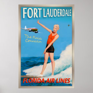 Poster FORT LAUDERDALE Avião DC-3 da Florida Airlines