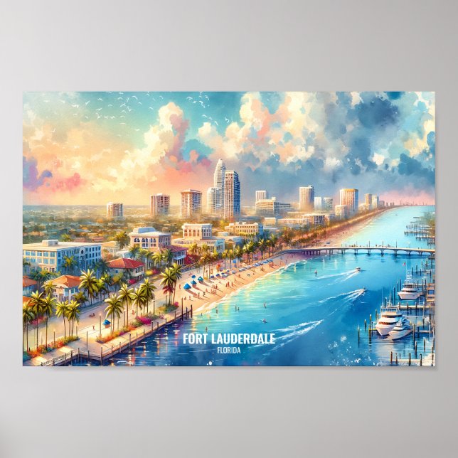 Poster Fort Lauderdale Florida Viagem Places aqucolor (Frente)