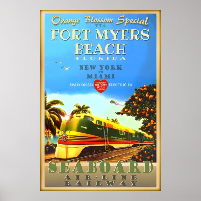 Poster Fort Myers Beach Florida Orange Blossom Especial (Frente)