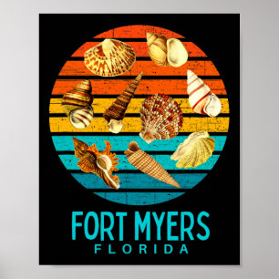 Poster Fort Myers Flórida Conchas do Oceano Novidade