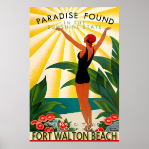 Poster Fort Walton Beach Condado de Okaloosa Viagem Flóri