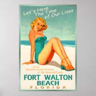 Poster Fort Walton Beach Flórida Costa Esmeralda Pin U
