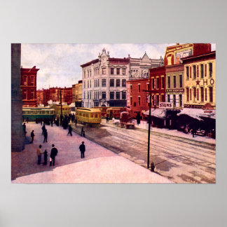 Poster Fort Wayne, Indiana Calhoun e Principais Ruas