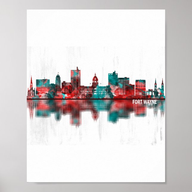 Poster Fort Wayne Indiana Skyline (Frente)