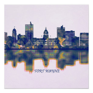 Pôster Fort Wayne Skyline