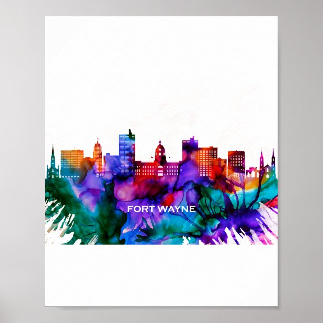 Poster Fort Wayne Skyline (Frente)
