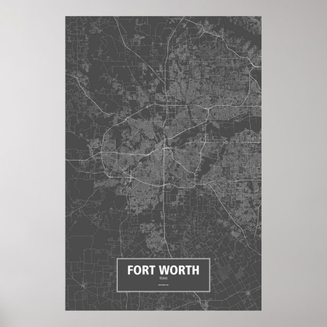 Poster Fort Worth, Texas (branco a preto) (Frente)