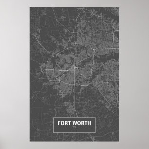 Poster Fort Worth, Texas (branco no preto)