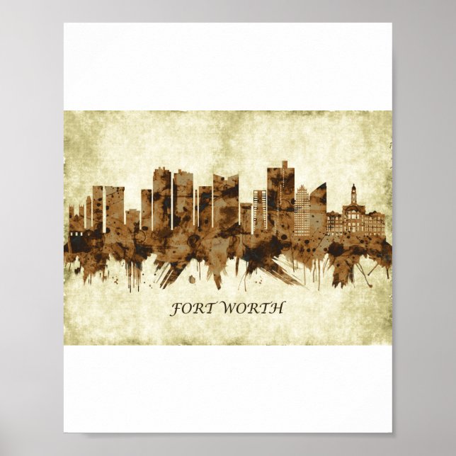 Poster Fort Worth Texas Cityscape (Frente)
