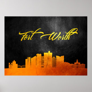 Poster Fort Worth Texas Dourado Skyline