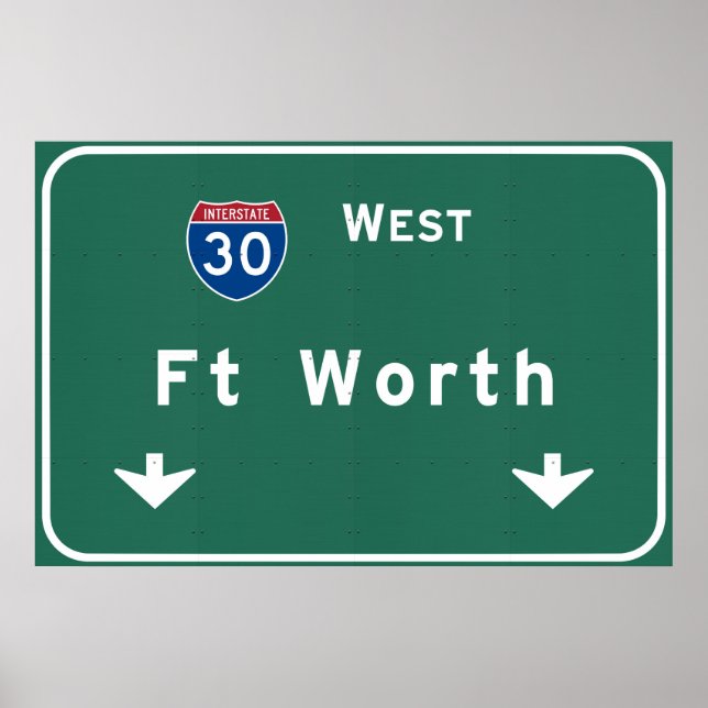 Poster Fort Worth Texas tx Interstate Highway Freeway : (Frente)