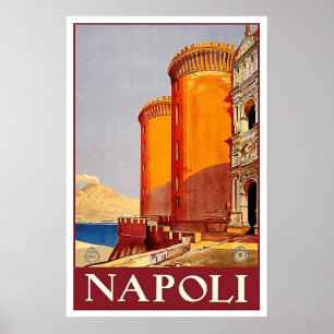 Poster Fortaleza de Nápoles, Italia, medieval, viagens