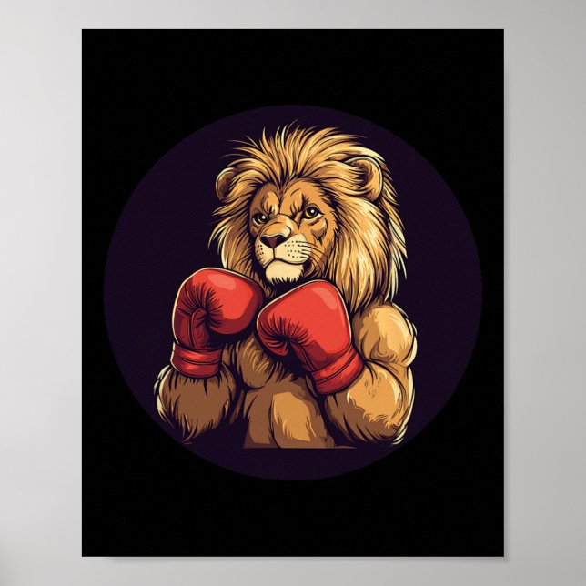 Poster Forte Leão Com Roupa De Mitos De Boxing Para Menin (Frente)