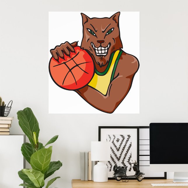 Poster Forte Mascote de Basquete Wildcat (Criador carregado)