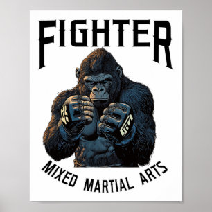 Poster Forte Mma Gorilla - Combate A Boxas E Gaiolas