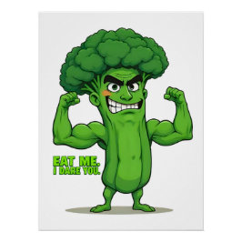 Pôster Forte Veggies Club-Flexível Brócolis Funny Cartoon