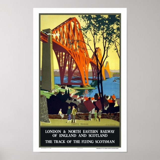 Poster Forth Bridge, Scotland- Flying Scotsman (Frente)