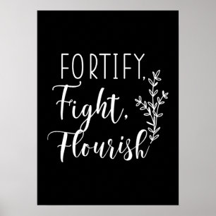 Poster Fortificar, Lutar, Florescer - Hustle, Gym, Sucess