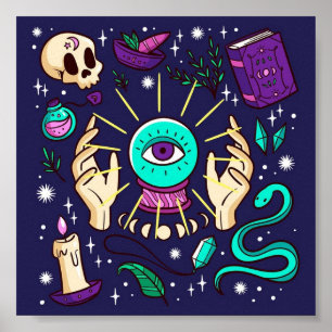 Poster Fortune Teller Mystical Gypsis Ball Roxo