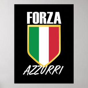 Poster Forza Azzurri Itália Flag Soccer