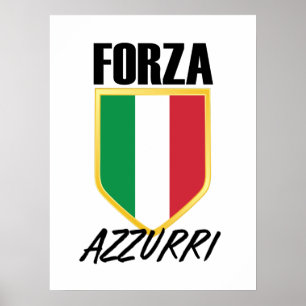 Poster Forza Azzurri Itália Flag Soccer