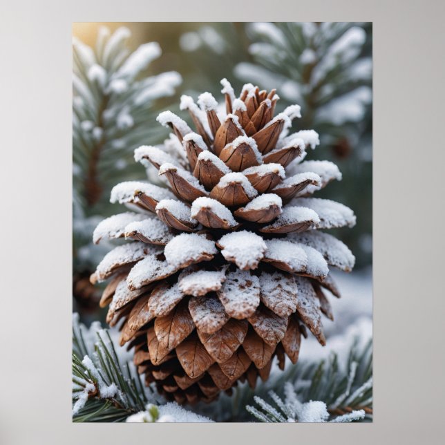 Poster Fosco Pinecone Winter Wonderland Nature (Frente)