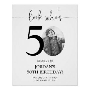 Pôster Foto 50º Sinal de Boas-vindas de Aniversário   Olh