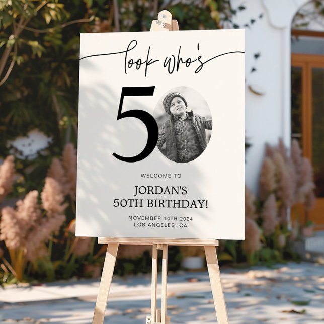 Pôster Foto 50º Sinal de Boas-vindas de Aniversário | Olh (Criador carregado)