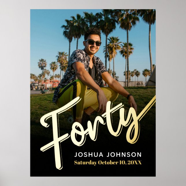 Poster Foto aniversário de 40 anos de 40 dourados (Frente)