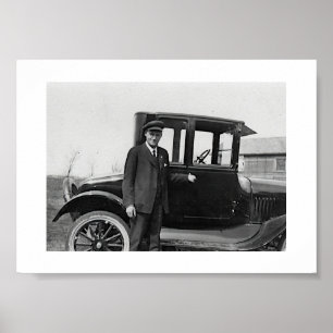 Poster Foto Antiga de Carro Antigo Real   