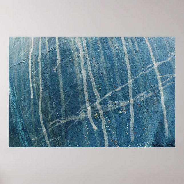 Poster Foto aproximada de tinta azul na parede (Frente)